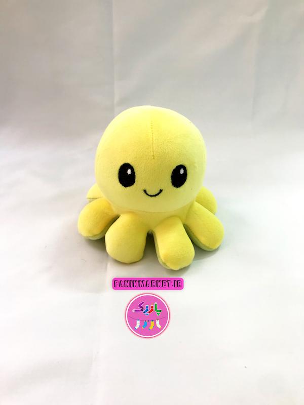 عروسک هشت پا دو طرفه زرد/حنایی (Reversible Octopus Plush) – عروسک تغییر حالت احساسی برند کوکی