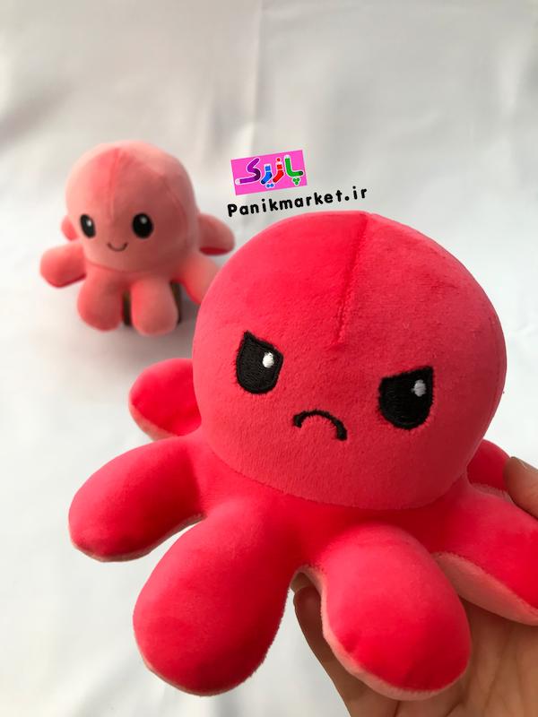 عروسک هشت پا دو طرفه گلبهی/قرمز (Reversible Octopus Plush) – عروسک تغییر حالت احساسی برند کوکی