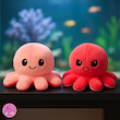 عروسک هشت پا دو طرفه گلبهی/قرمز (Reversible Octopus Plush) – عروسک تغییر حالت احساسی برند کوکی