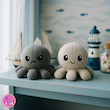 عروسک هشت پا دو طرفه طوسی/دودی (Reversible Octopus Plush) – عروسک تغییر حالت احساسی برند کوکی