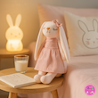عروسک پولیشی خرگوش مهربان صورتی با پاپیون– برند کوکی | نرم و ضدحساسیت 🎀🐰
