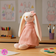 عروسک پولیشی خرگوش مهربان صورتی با پاپیون– برند کوکی | نرم و ضدحساسیت 🎀🐰