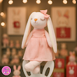 عروسک پولیشی خرگوش مهربان صورتی با پاپیون– برند کوکی | نرم و ضدحساسیت 🎀🐰