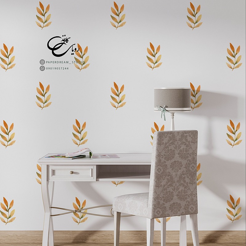 برچسب دیوار طرح برگ پاییزی خوشه ای