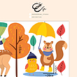 برچسب دیوار طرح حیوانات پاییزی کارتونی