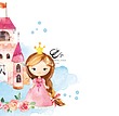 برچسب دیوار طرح پرنسس و قلعه