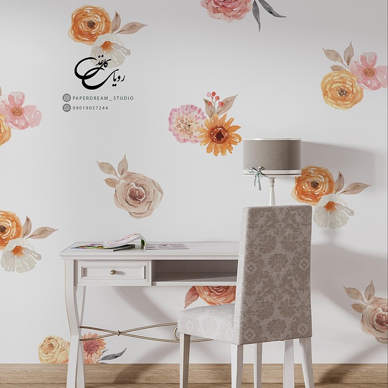 برچسب دیوار طرح گلهای بزرگ ۶ تایی