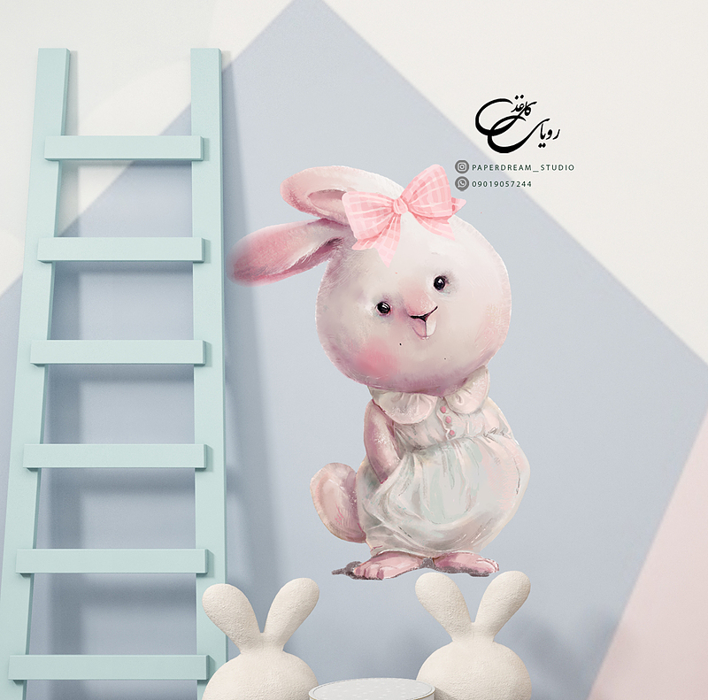برچسب دیوار طرح خرگوش ۲