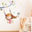 برچسب دیوار طرح دختر و تاب