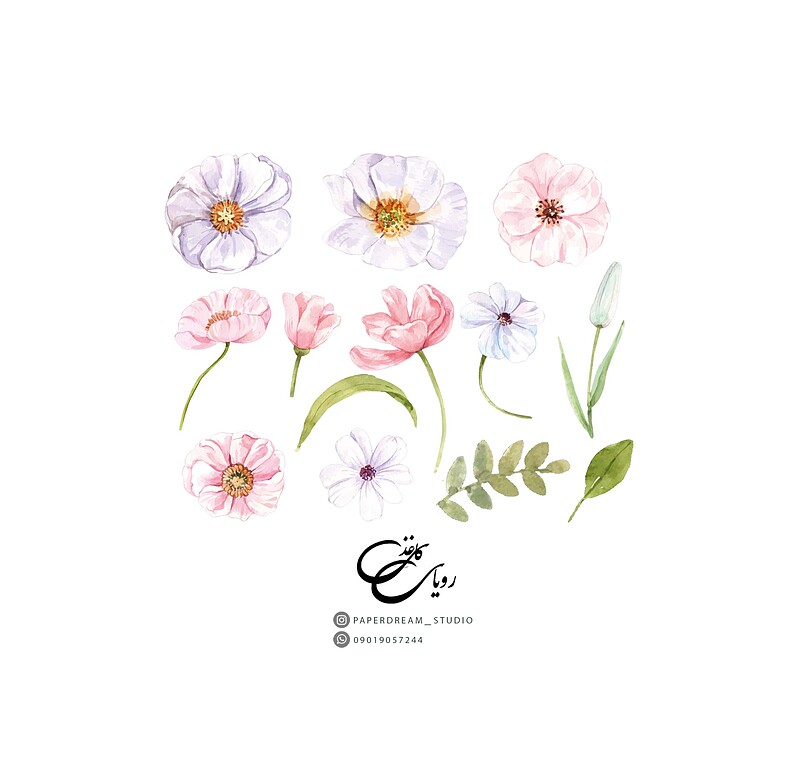 برچسب دیوار طرح گل آبرنگی عروس