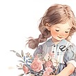 برچسب دیوار طرح دختر و گلها ۲