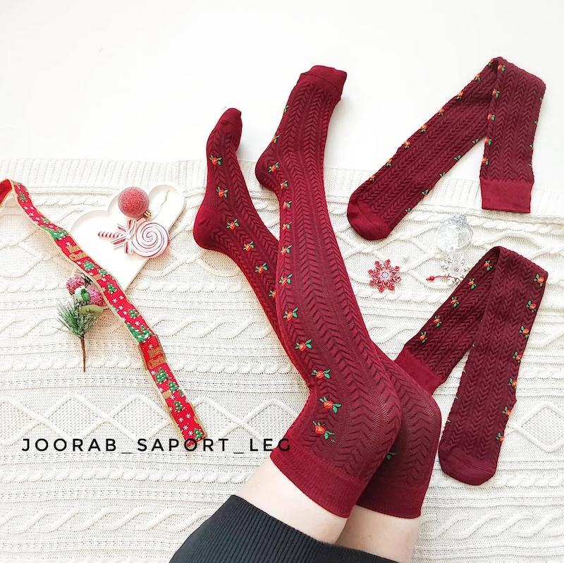 جوراب گل گلی طرح گندم 