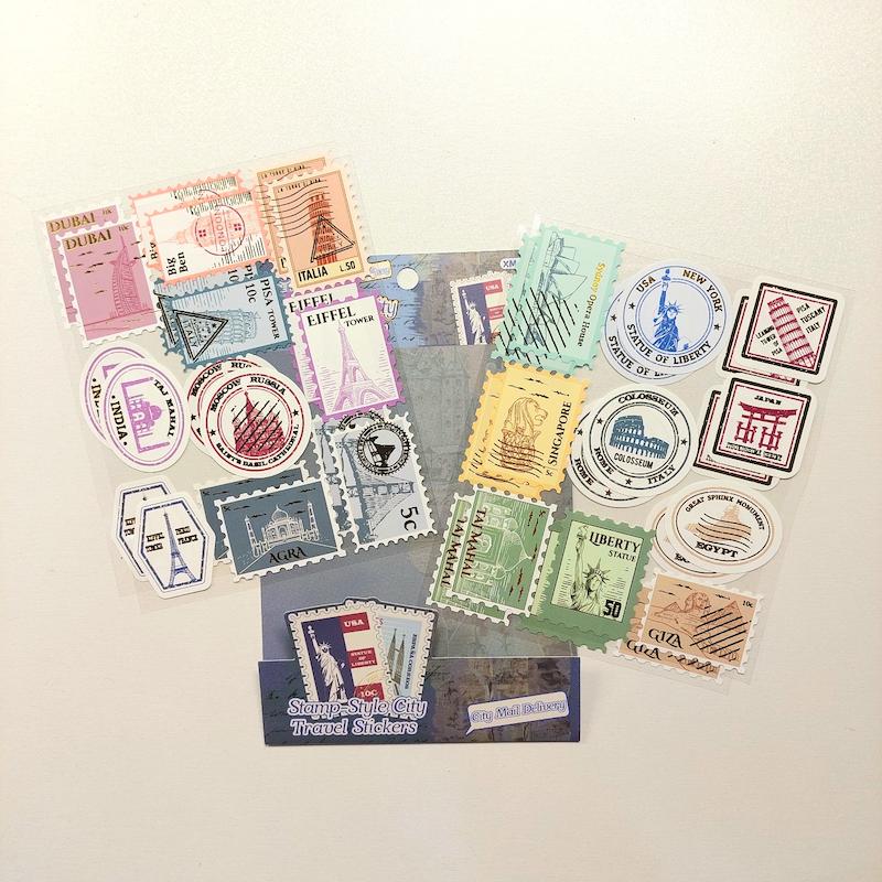 پک ۴ برگی استیکر طلاکوب طرح تمبر پینترستی