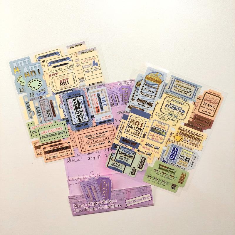 پک ۴ برگی استیکر طلاکوب طرح بلیط وینتج