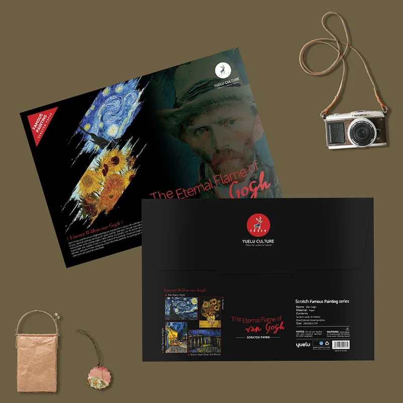 نقاشی خراشیدنی (اسکرچ برد) ون گوک سایز A3 بسته 4 برگی