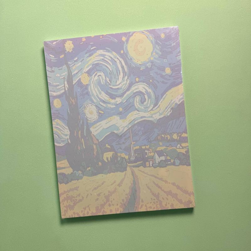 بوم رنگ آمیزی با اعداد سایز ۳۰ در ۴۰ طرح مزرعه طلایی در شب پرستاره
