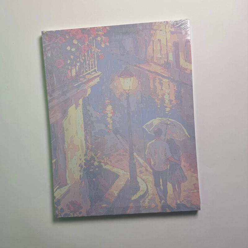 بوم رنگ آمیزی با اعداد سایز ۳۵ در ۴۵ طرح عاشقانه زیر باران