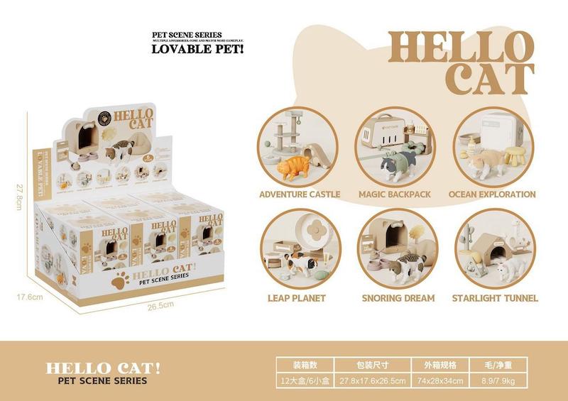 مینی فیگور دکوری گربه با لوازم Hello Cat