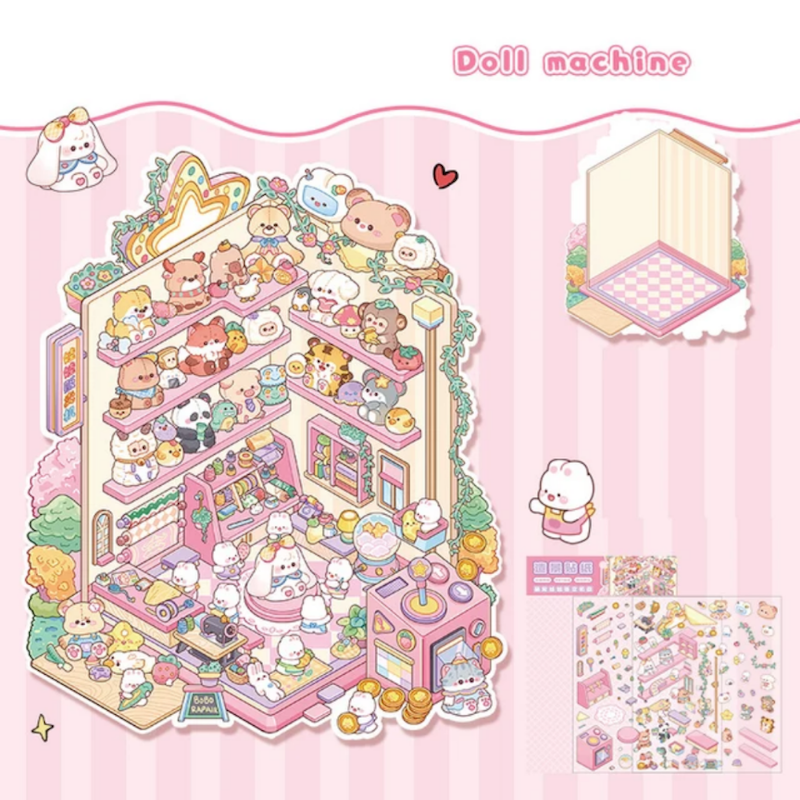 استیکر ۳ بعدی چیدمان ۲ برگی بزرگ کد ۱۷ عروسک فروشی