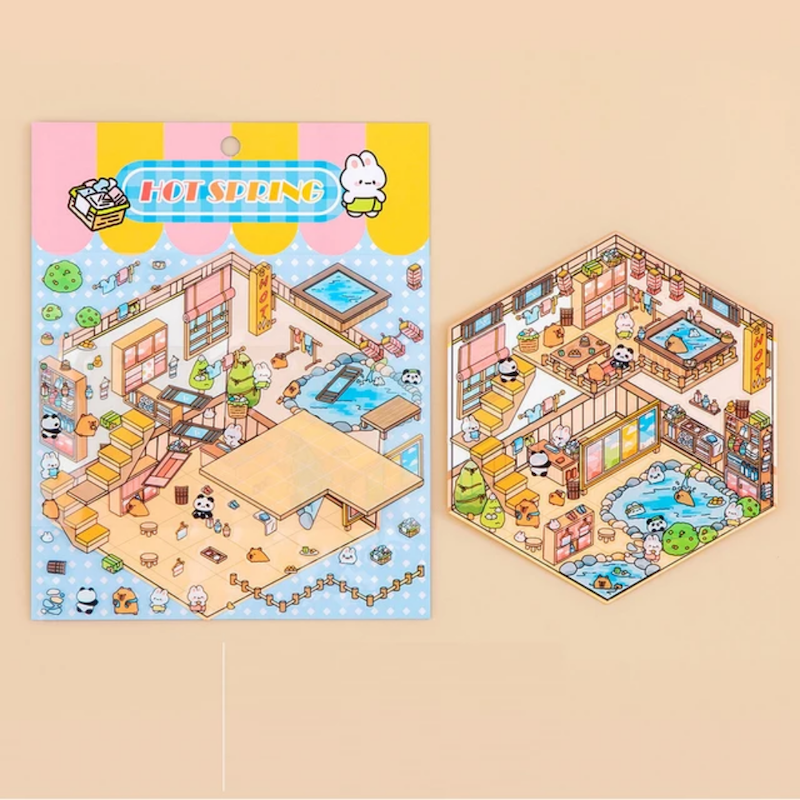 استیکر ۳ بعدی چیدمان ۲ برگی کد ۱۸ استخر حیوانات