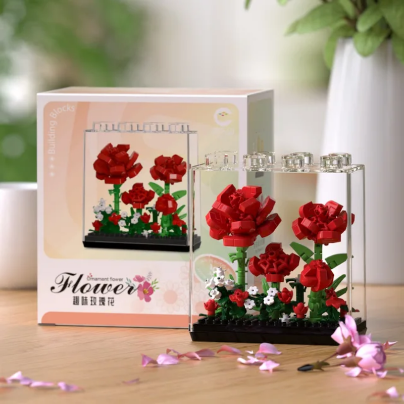 لگو گل رز قرمز همراه استند