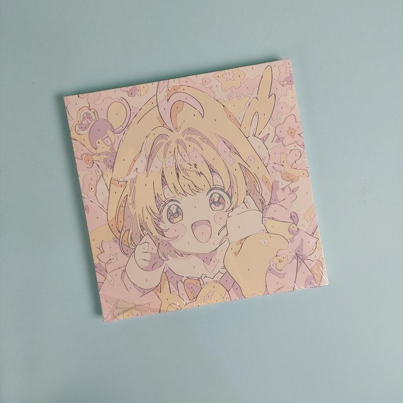 بوم رنگ آمیزی با اعداد سایز ۲۰ در ۲۰ طرح دخترک انیمه ای