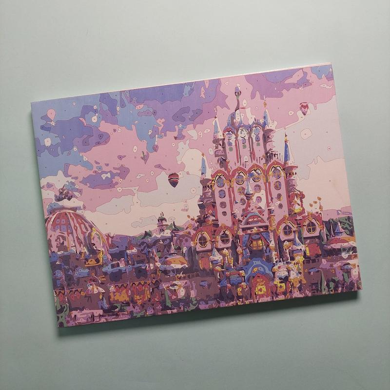 بوم رنگ آمیزی با اعداد سایز ۳۰ در ۴۰ طرح قصر فانتزی