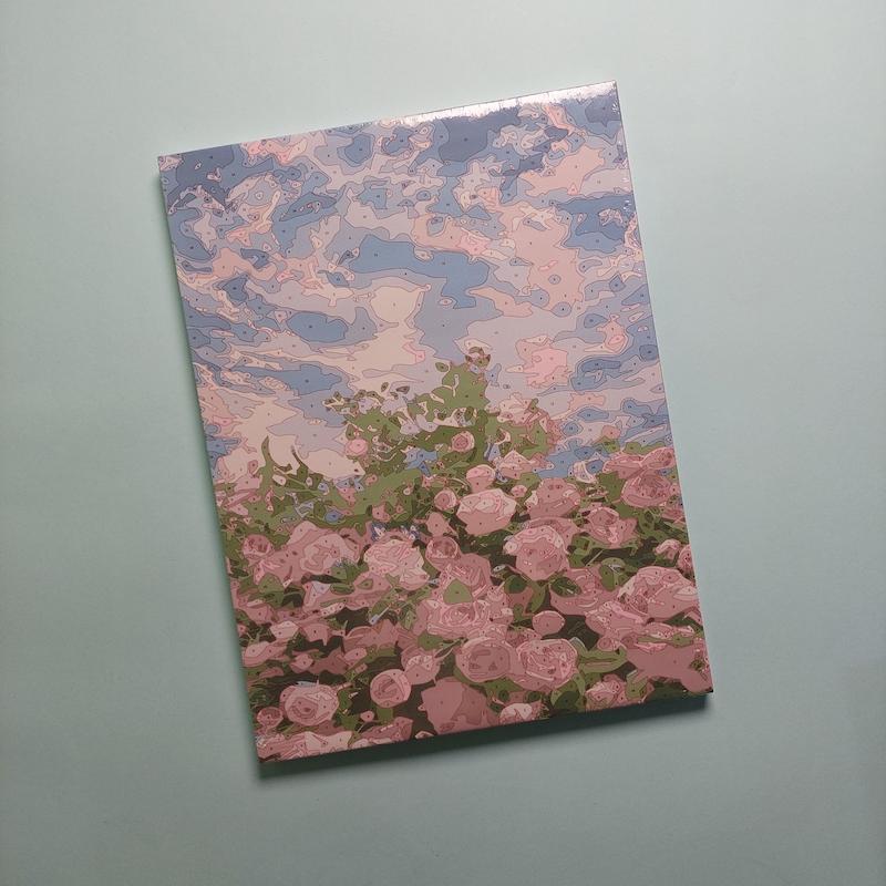 بوم رنگ آمیزی با اعداد سایز ۳۰ در ۴۰ طرح گل و آسمون