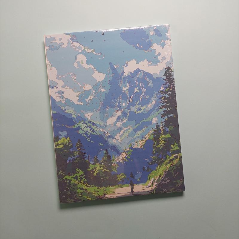 بوم رنگ آمیزی با اعداد سایز ۳۰ در ۴۰ طرح کوهستان