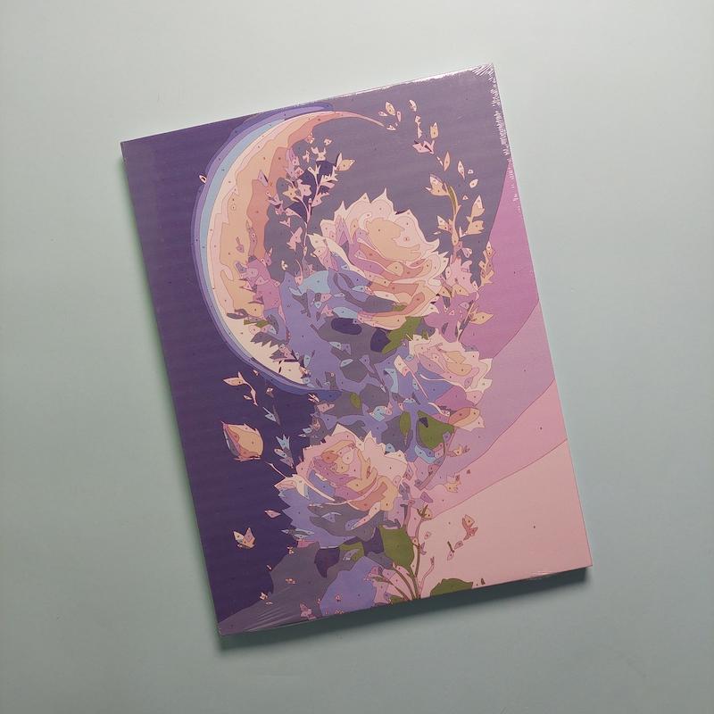 بوم رنگ آمیزی با اعداد سایز ۳۰ در ۴۰ طرح گل و ماه