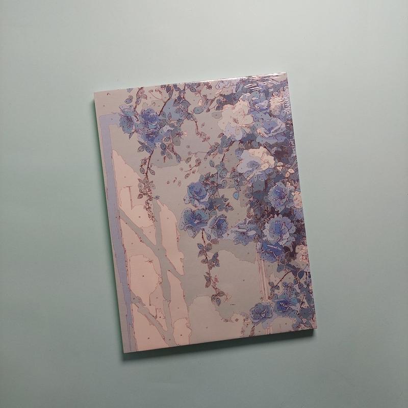 بوم رنگ آمیزی با اعداد سایز ۳۰ در ۴۰ طرح گل آبی