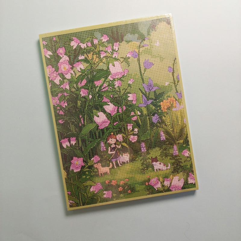 بوم نقاشی الماسی سایز ۳۰ در ۴۰ طرح دخترک و جنگل سحرآمیز