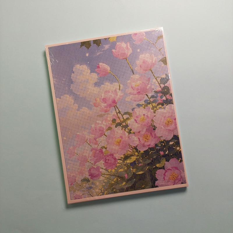 بوم نقاشی الماسی سایز ۳۰ در ۴۰ طرح گل صورتی