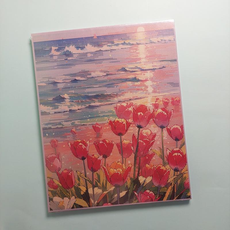 بوم نقاشی الماسی سایز ۴۰ در ۵۰ طرح لاله و دریا