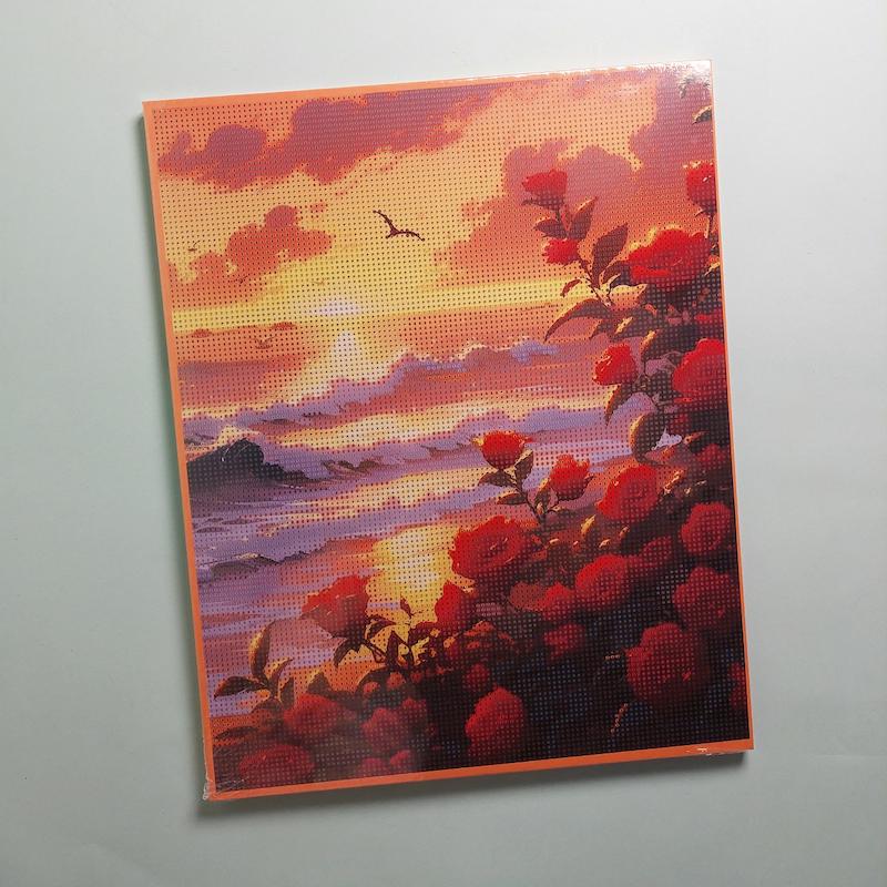 بوم نقاشی الماسی سایز ۴۰ در ۵۰ طرح رز سرخ