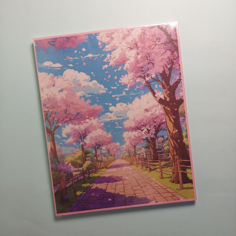 بوم نقاشی الماسی سایز ۴۰ در ۵۰ طرح درختان گیلاس