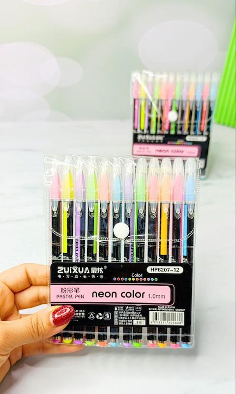 خودکار ۱۲ رنگ نئونی پاستیلی