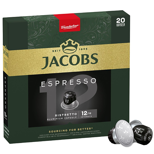 کپسول قهوه جاکوبز مدل اسپرسو ریستریتو 12 - 20 عددی | Jacobs Espresso 12 Ristretto 20 Capsules