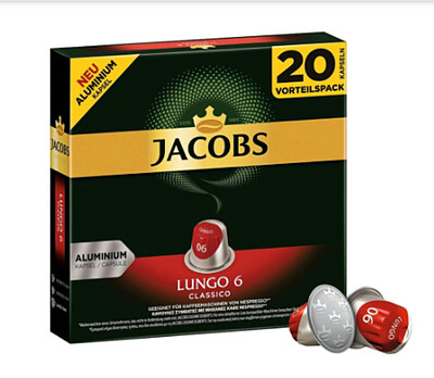 کپسول قهوه جاکوبز مدل لانگو کلاسیکو 20عددی | Jacobs lungo 6 classico