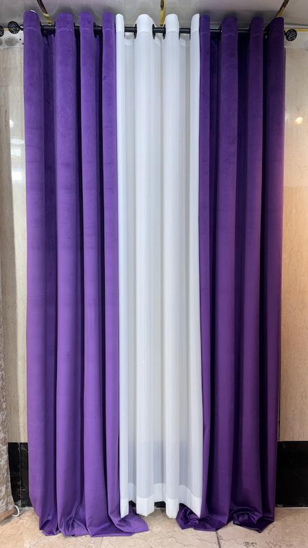 پرده مخمل وارداتی رنگ بنفش