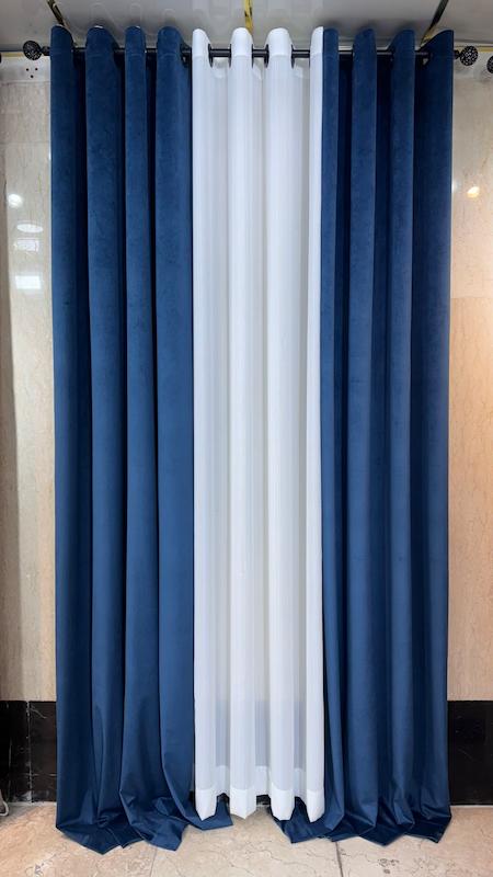 پرده مخمل وارداتی رنگ سرمه ای