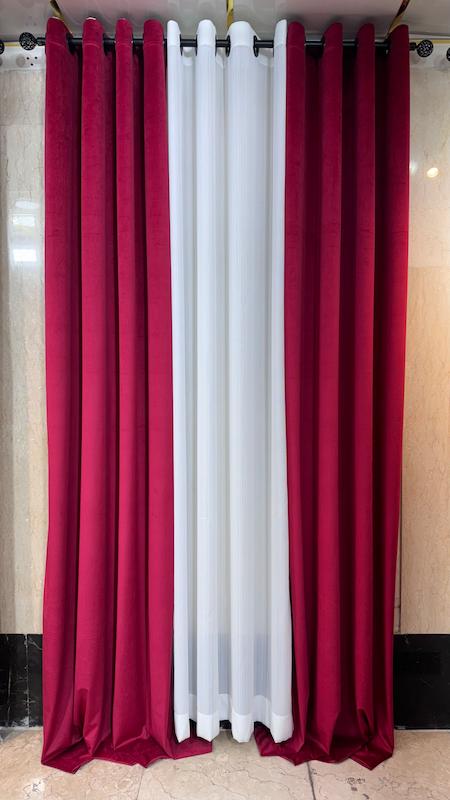 پرده مخمل وارداتی رنگ قرمز