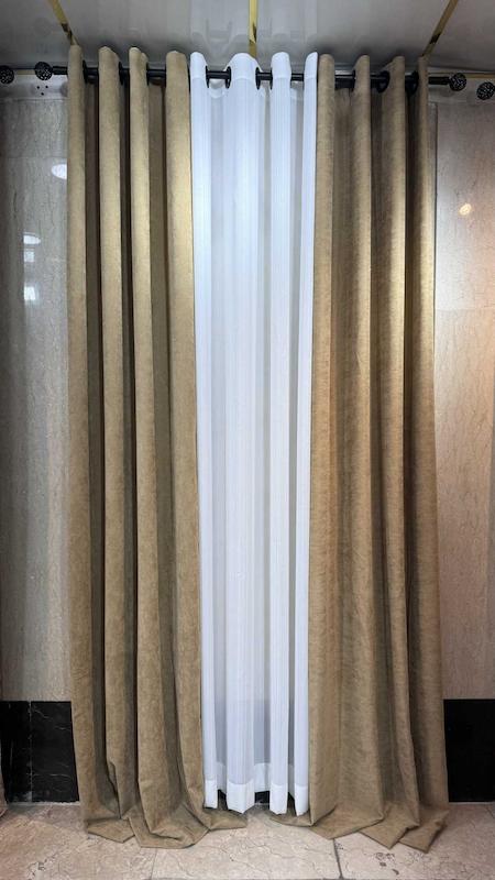 پرده مخمل ایرانی رنگ نسکافه ای تیره