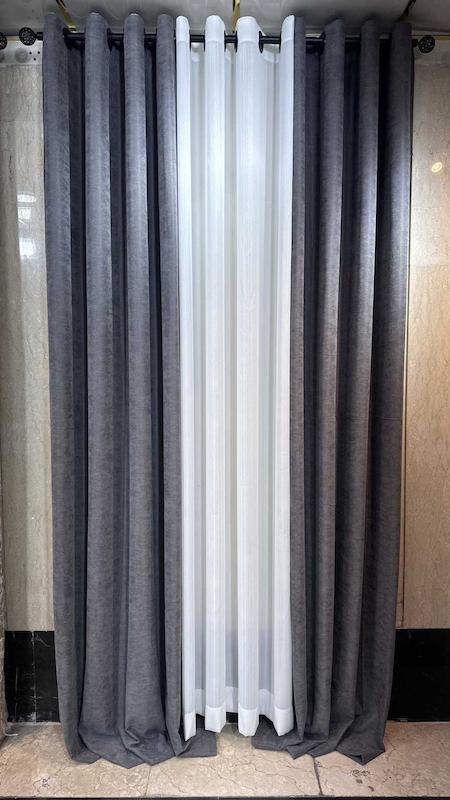 پرده مخمل ایرانی رنگ طوسی