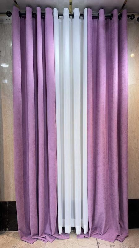 پرده مخمل ایرانی رنگ یاسی