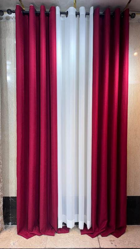 پرده مخمل ایرانی رنگ زرشکی