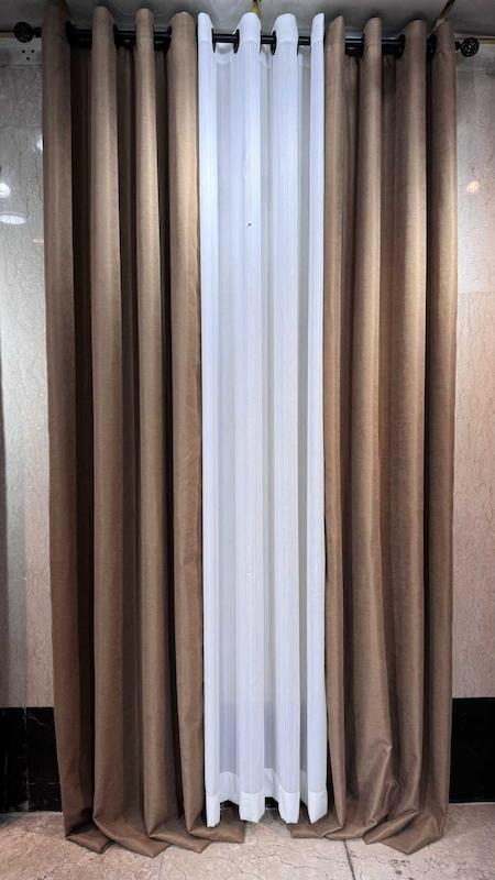 پرده مخمل ایرانی رنگ موکا