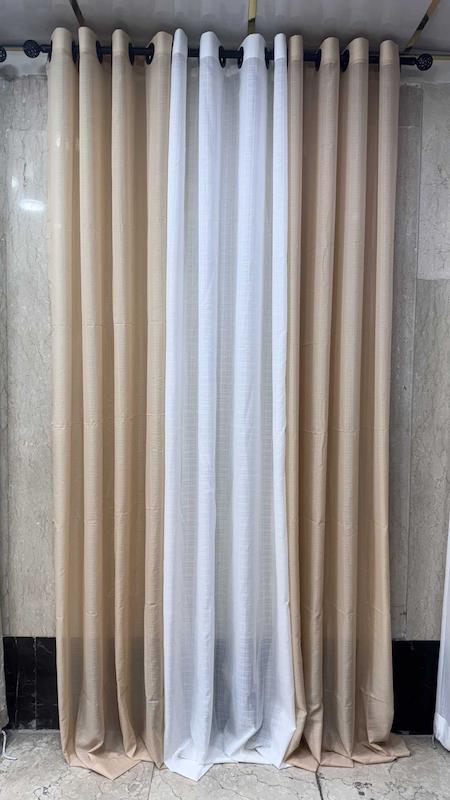 پرده حریر رنگ کرم تیره