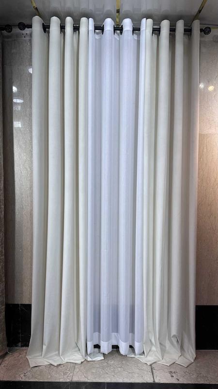 پرده مخمل وارداتی رنگ شیری