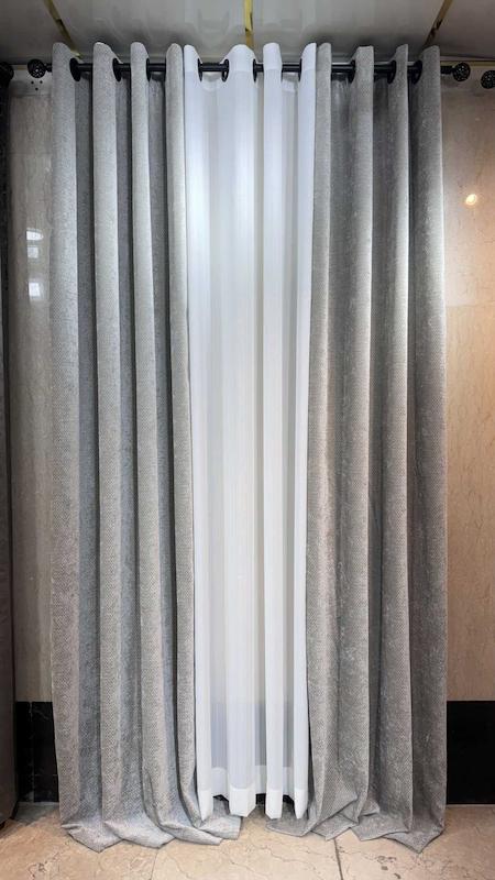 پرده فلورین رنگ طوسی